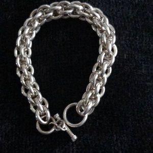 Sterling Silver Heavy Toggle Chain Bracelet 7”